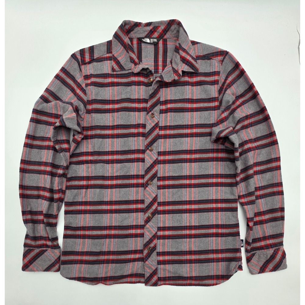MENS THE NORTH FACE FLANNEL SHIRT GRAY SIZE M